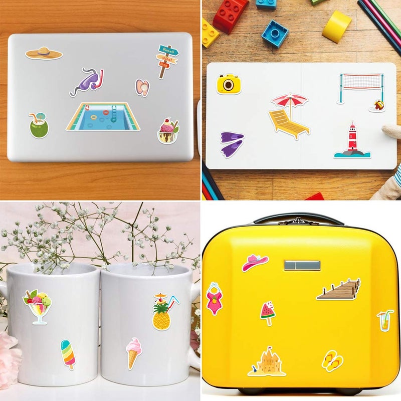 FaCraft Summer Party Scrapbook Stickers,50pcs Summer Scrapbooking Sticker Sticker Decal for Teens Planners and Journals, Beach Stickers Summer Stickers for Scrapbooking, Vacation Stickers - Image 2